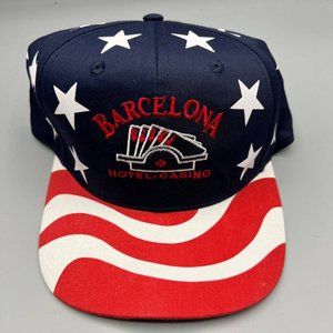 Barcelona Hat Men Navy Red White Hotel Casino Snap‎ Back Cap